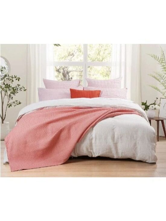 Spuly Other - COTTON Waffle Weave Blanket King Size Pink Soft Lightweight Bed Blanket NWT